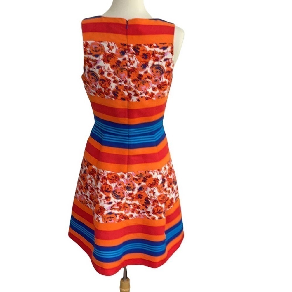 Plenty by Tracy Reese Stripe & Floral Print Pleated Fit and Flare Dress - Picture 4 of 6